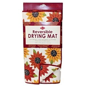 Ritz Shades of Sunflower Dish Drying Mat Reversible Floral Farmhouse 14 x 21-in